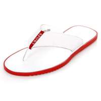 皮尔世绅头层牛皮夹趾耐磨大底随性人字拖沙滩男鞋白色A126870(44)