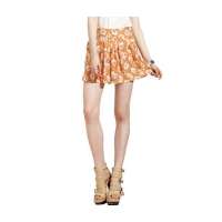 OLOMO欧莱诺女装清新田园碎花百褶裙裤112433143726(橘色/26)