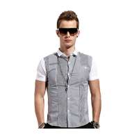 OLOMO欧莱诺男装粗细条纹拼接短袖衬衫112320331046(白色/S)