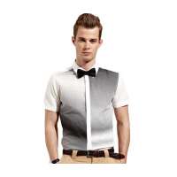 OLOMO欧莱诺男装渐变印花短袖衬衫112320031250(本白/L)