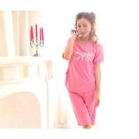 北极绒专柜正品女子夏季卡哇伊短袖家居服套装睡衣玫红(XL)69004