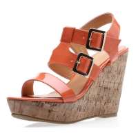 SELFTREND涉趣罗马坡跟复合底凉鞋活力橙W22054(36)