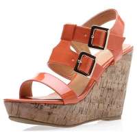 SELFTREND涉趣罗马坡跟复合底凉鞋活力橙W22054(37)