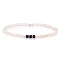 珂兰钻石雅韵黑天然黑玛瑙淡水珍珠项链