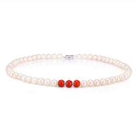 珂兰钻石雅韵红天然红玛瑙淡水珍珠项链