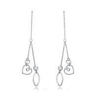 周生生 Pt950铂金吊心形榄形耳环 77329e (2.24克)