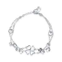 周生生 Pt950铂金四叶草手链 20厘米 54285B