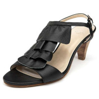 ST.CHIC琪珂时尚唯美实褶皱凉鞋B20C11N09M黑色230