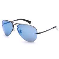 雷朋(Ray-Ban) RB3449-002-55 59MM   时尚太阳眼镜(蓝色镜面镜片黑色镜架)
