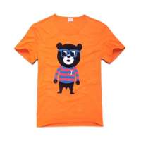 Justyle 玩味耍酷墨镜小熊圆领短袖T恤 28111099 橙色(L)