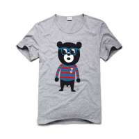 Justyle 玩味耍酷墨镜小熊圆领短袖T恤 28111099 花灰(S)