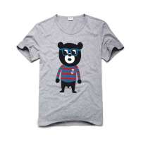 Justyle 玩味耍酷墨镜小熊圆领短袖T恤 28111099 花灰(XXL)