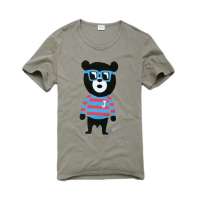 Justyle 玩味耍酷墨镜小熊圆领短袖T恤 28111099 卡其(L)