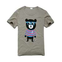 Justyle 玩味耍酷墨镜小熊圆领短袖T恤 28111099 卡其(XL)