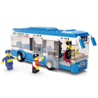 小鲁班拼插积木单层巴士M38-B0330