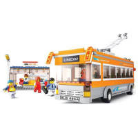 小鲁班拼插积木电车巴士M38-B0332