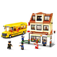 小鲁班拼插积木校园巴士M38-B0333