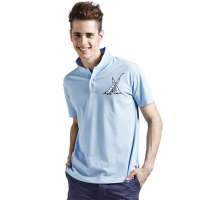 L.L.Sibling男装 扬帆印花全棉短袖POLOT恤170685(浅蓝/M)