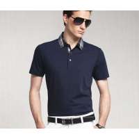 Moonbasa梦芭莎 蒙蒂埃莫男装轻薄柔光90支长绒棉格仔领T恤062512257(宝蓝/L)