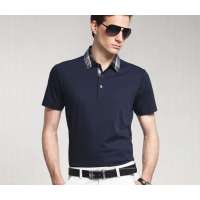 Moonbasa梦芭莎 蒙蒂埃莫男装轻薄柔光90支长绒棉格仔领T恤062512257(宝蓝/XXXL)