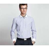 Moonbasa梦芭莎 蒙蒂埃莫男装精致品味竖条异色领高端正装衬衫061812115(蓝条/42)