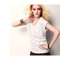Moonbasa梦芭莎 全幅立体雕花重磅蕾丝T恤032212265(白色/XL)