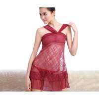 37度LOVE睡裙蕾丝半透明吊带睡裙典雅气质小夜衣葡萄紫(均码)B31170