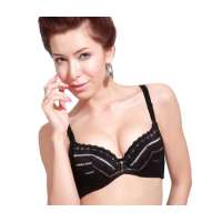 仙子宜岱欧式风情条纹聚拢3/4加厚杯文胸黑色(75A)1038