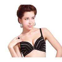 仙子宜岱欧式风情条纹聚拢3/4加厚杯文胸黑色(85B)1037