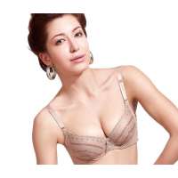 仙子宜岱欧式风情条纹聚拢3/4加厚杯文胸杏色(80A)1038