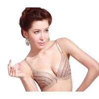 仙子宜岱欧式风情条纹聚拢3/4加厚杯文胸杏色(85B)1037