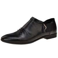 TONYJOHNSON英伦褶皱透气孔真皮时尚男鞋K122351黑(38)