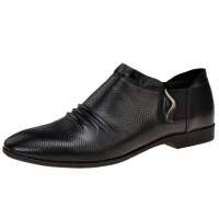 TONYJOHNSON英伦褶皱透气孔真皮时尚男鞋K122351黑(39)