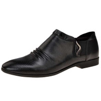 TONYJOHNSON英伦褶皱透气孔真皮时尚男鞋K122351黑(40)