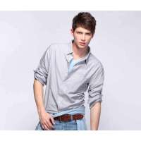 佐丹奴男装修身可卷袖细纹衬衫01042021(灰色细条纹/小码)