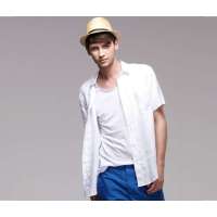佐丹奴男装悠然亚麻短袖衬衫01042003(经典白色/加加小码)