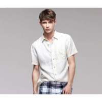 佐丹奴男装悠然亚麻短袖衬衫01042003(浅石灰色/中码)