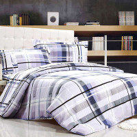 圣宝莱全棉风尚一族四件套英伦风情(蓝)1.5/1.8M