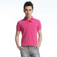 唐狮男装跳伞兔满地花印花polo衫11123102606240805(桃红L)