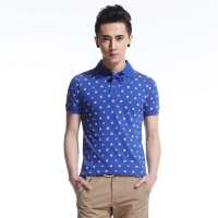 唐狮男装跳伞兔满地花印花polo衫11123102606261106(靛蓝XL)