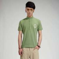 唐狮男装小立领素色POLO衫11221102641551105(灰绿L)