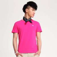 唐狮男装圆领T恤11121102242542705(玫丽红L)