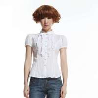 唐狮女装短袖素色衬衫11122101310210002(漂白XS)