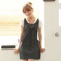 添香电磁波防护泪水领花吊带裙60392/墨绿/L