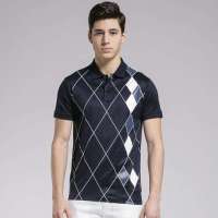 GXG 男士时尚polo领印花短袖T恤#12124405藏青色(XL)