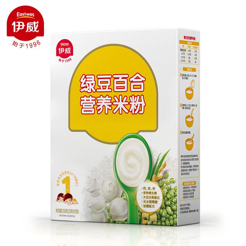 伊威( Eastwes)绿豆百合营养米粉250g 1阶段 婴幼儿营养米粉图片