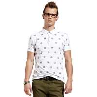 OLOMO男装几何字母印花POLO衫112311911048(白色/M)