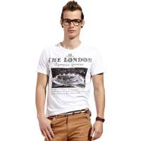 OLOMO男装伦敦奥运风潮印花短袖T恤112311821048(白色/M)
