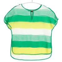 OLOMO女装俏皮条纹撞色雪纺衫112420384900(绿黄组/F)