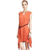OLOMO女装优雅不规则下摆连衣裙112462423700(橘色/F)